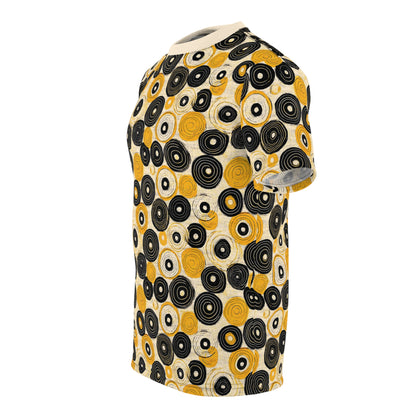 "Old 45's", Wearable Pattern Art Unisex Tee (Dough White Collar)