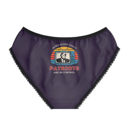"Patriots are in Control" #01, Women's Briefs (Academic Purple)
