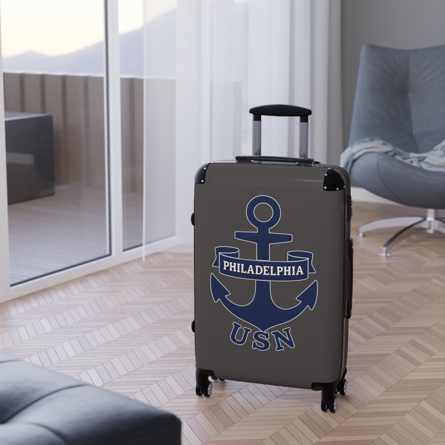 "USN Anchor", Suitcase (Wolf Grey)