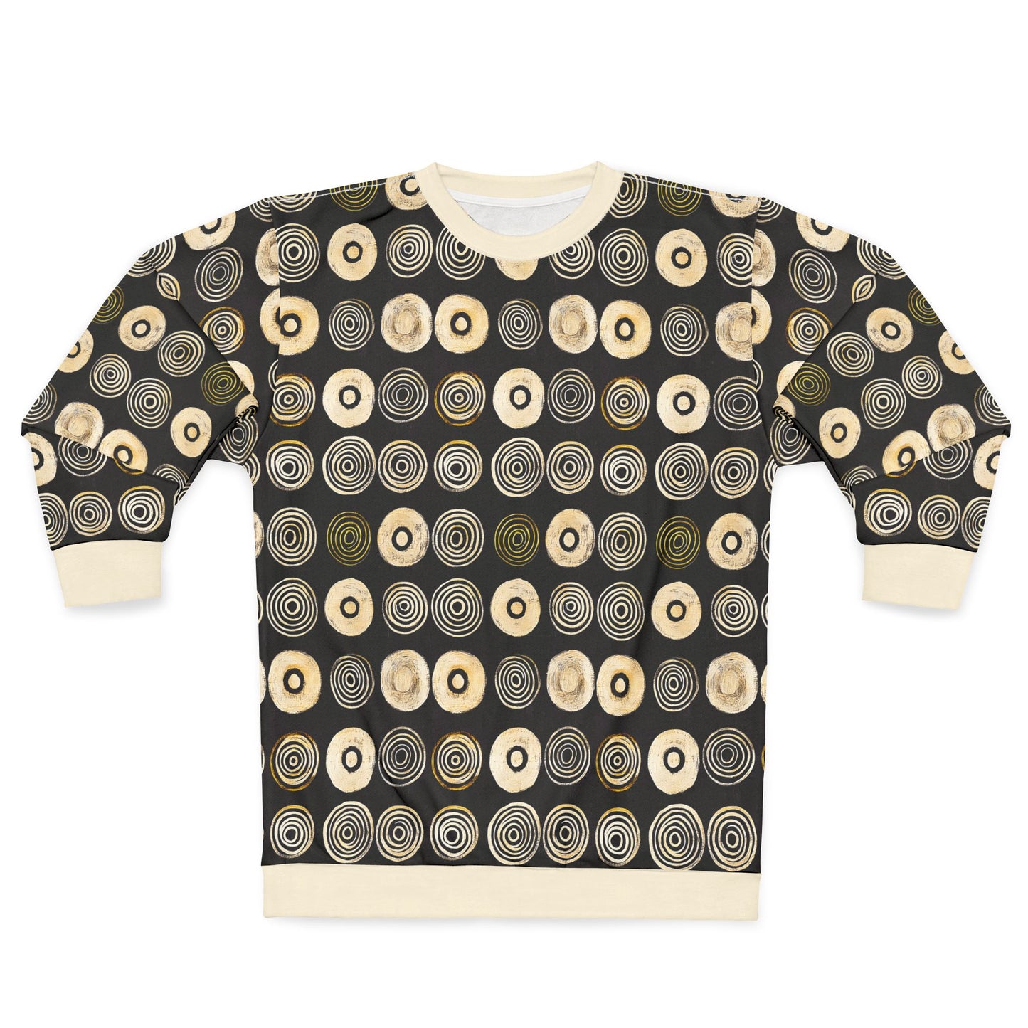 "Punk Polka", Wearable Pattern Art Unisex Sweatshirt (Iced Almond Cuffs)