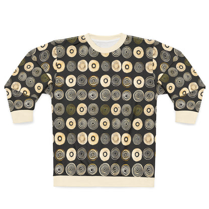 "Punk Polka", Wearable Pattern Art Unisex Sweatshirt (Iced Almond Cuffs)