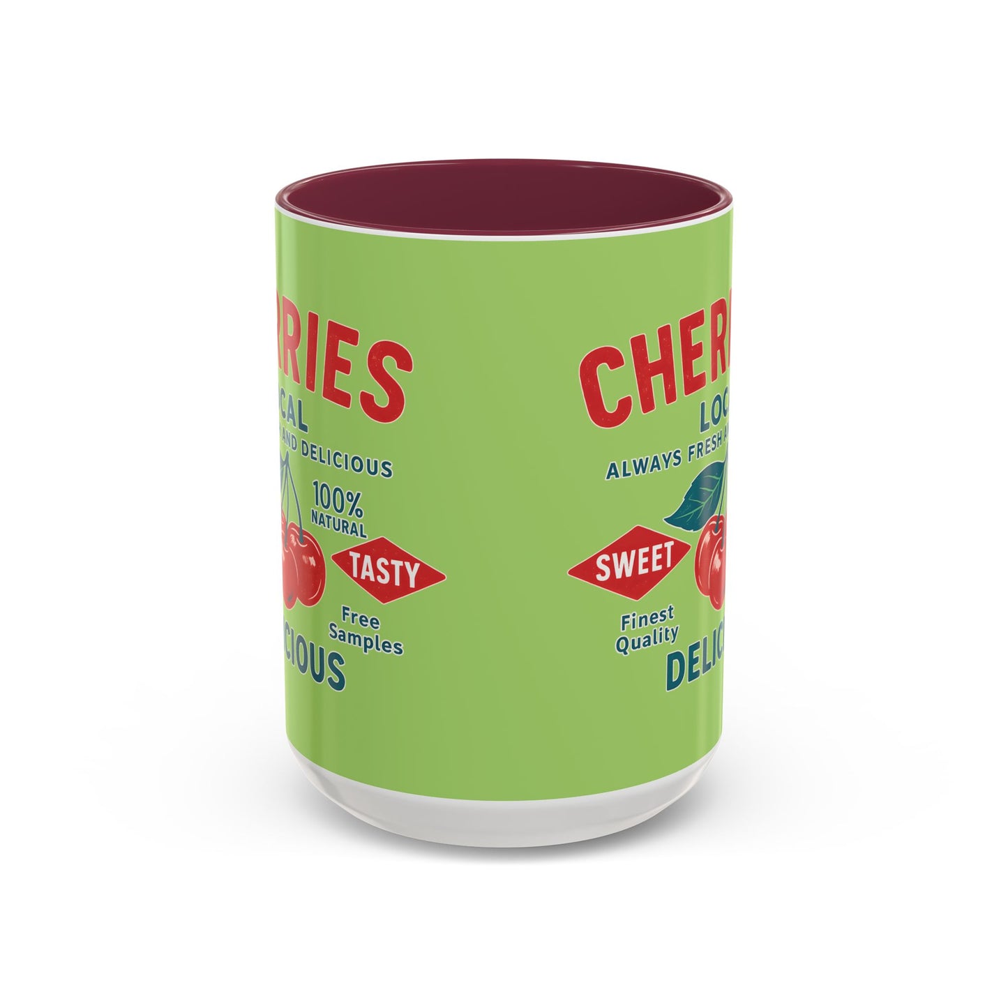 "Delicious Cherries", Colorful Mugs (11oz, 15oz) (Orchard Lime)