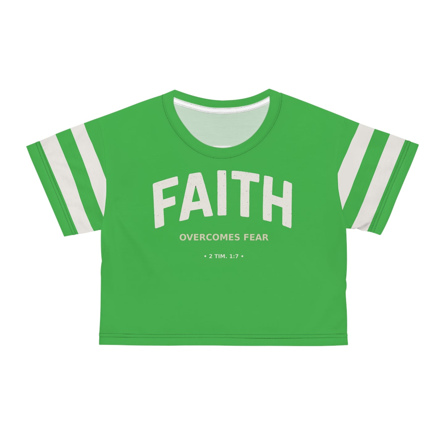 "Faith Overcomes Fear", Crop Tee (Lime Green)