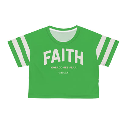 "Faith Overcomes Fear", Crop Tee (Lime Green)