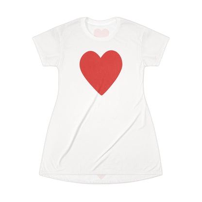 "Big Heart", T-Shirt Dress (Cotton White)