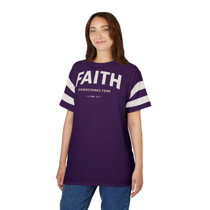 "Faith Overcomes Fear", Unisex Tee (Imperial Plum)