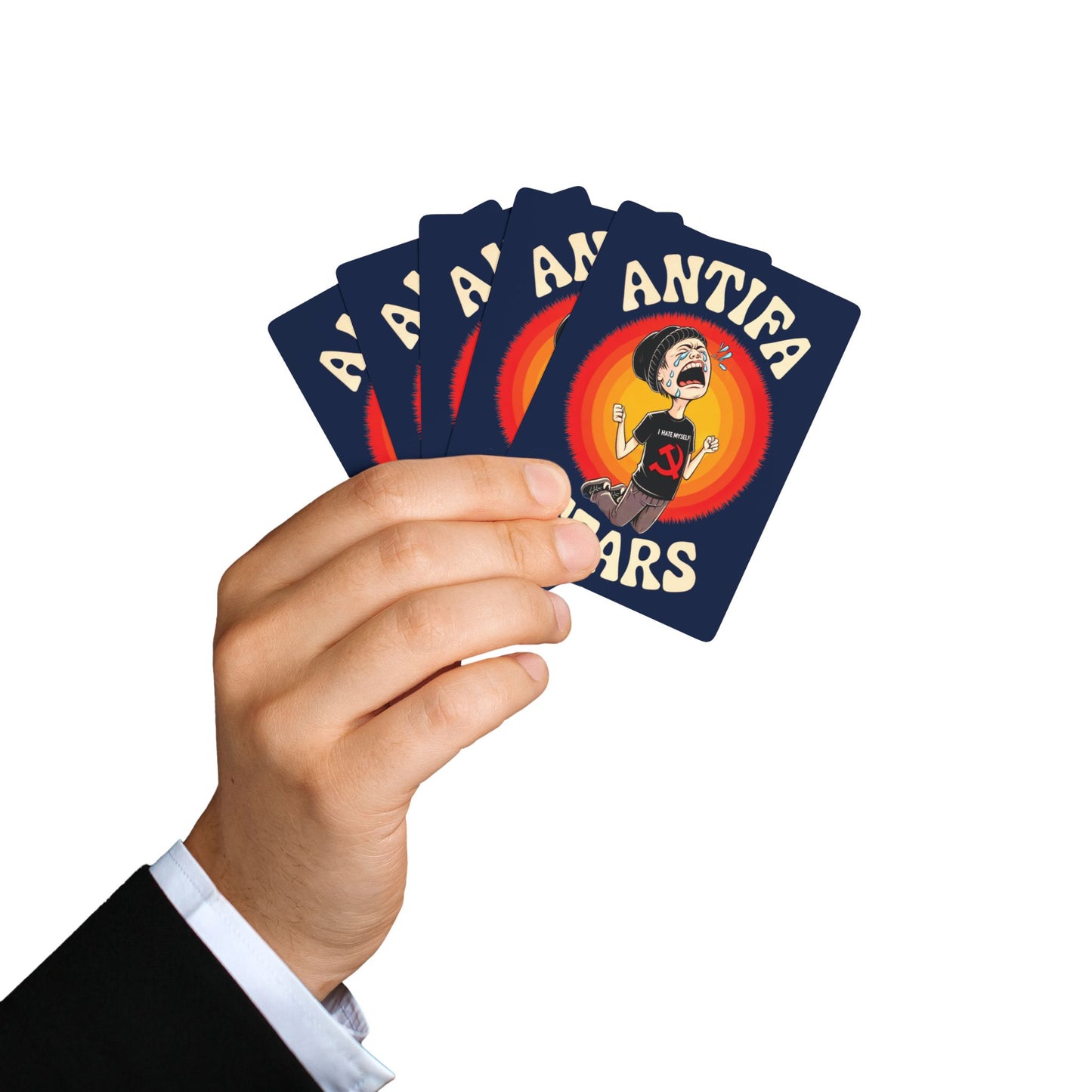 "Antifa Tears" #01, Political Playing Cards (Deep Ocean Blue)