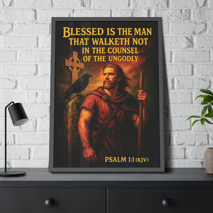 "Psalm 1:1 (KJV)", Framed Paper Poster (Peatshadow Black)