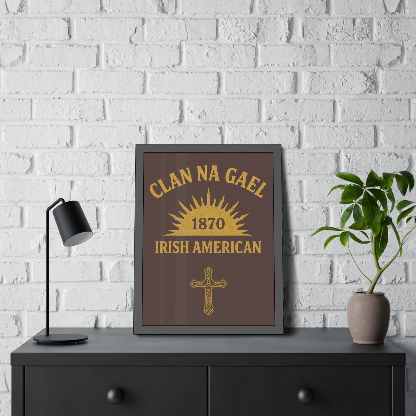 "Clan na Gael - Irish American", Framed Paper Poster (Wild Boar Brown)