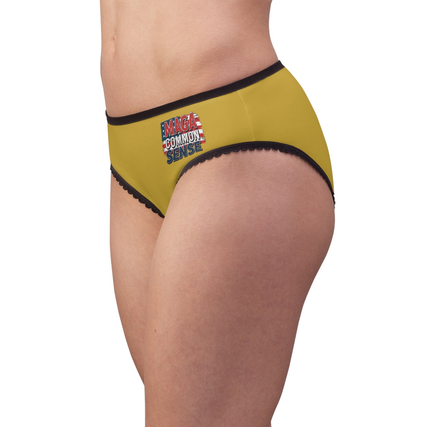 "MAGA Common Sense" #01, Women's Briefs (Metallic Gold)