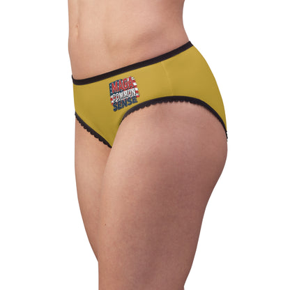 "MAGA Common Sense" #01, Women's Briefs (Metallic Gold)