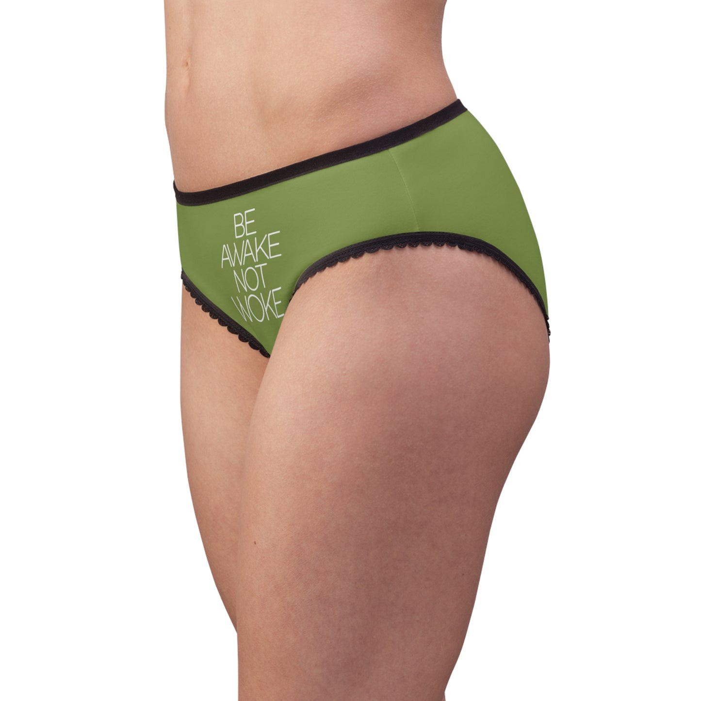 "Be Awake Not Woke" #2, Women's Briefs (Zombie Green)