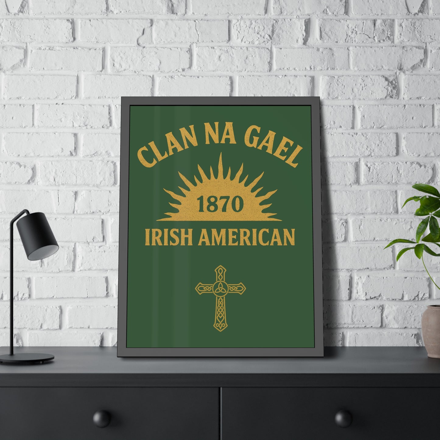"Clan na Gael - Irish American", Framed Paper Poster (Brithemain Green)