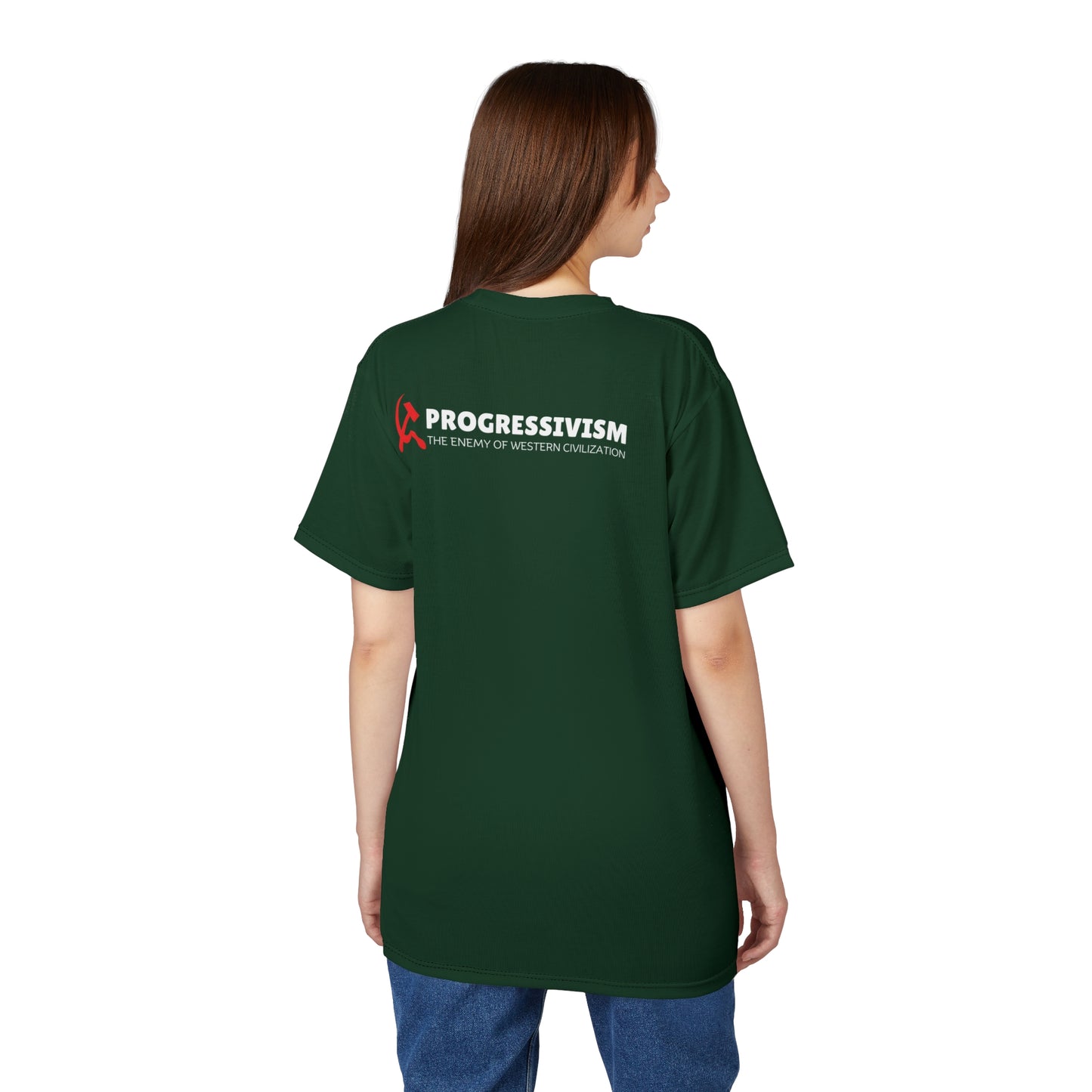 "Progressivism - Enemy of Western Civilization", Unisex Tee (Monsoon Green)