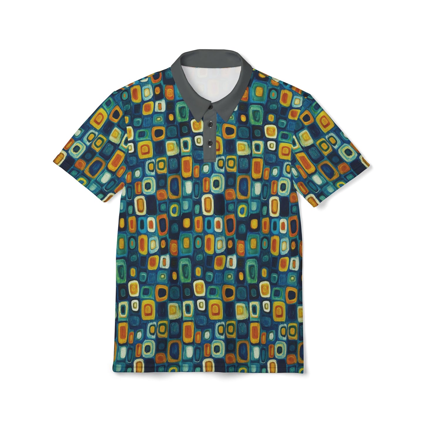 "Soul Mosaic", Unisex Polo Shirt (Dark Grey Collar)