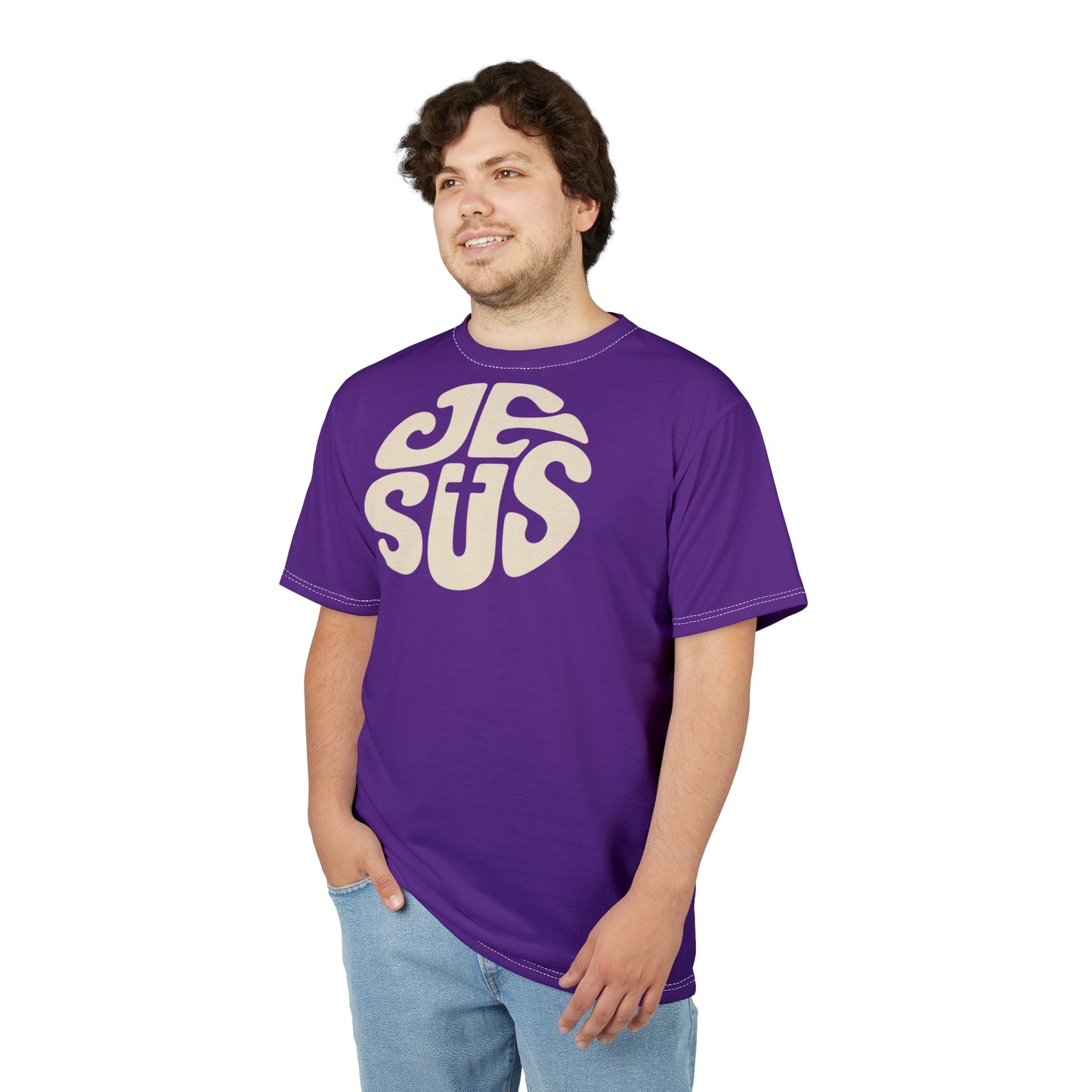 "Retro Jesus", Unisex T-shirt (Storm Purple)