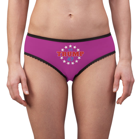 "Trump 45-47 Circle of Stars", Women's Briefs (Prairie Foxglove Pink)