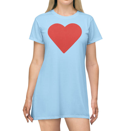"Big Heart", T-Shirt Dress (Boy Blue)