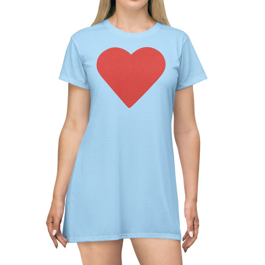 "Big Heart", T-Shirt Dress (Boy Blue)