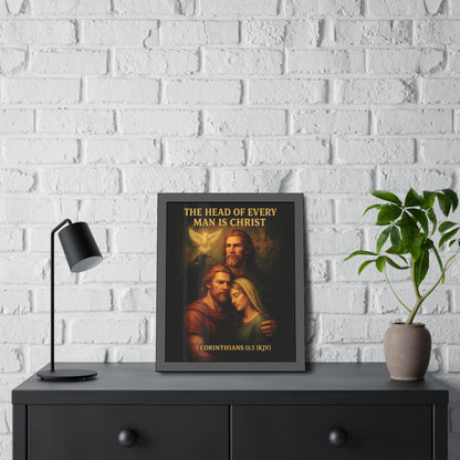 "1 Corinthians 11:3 (KJV)", Framed Paper Poster (Shadow Black)