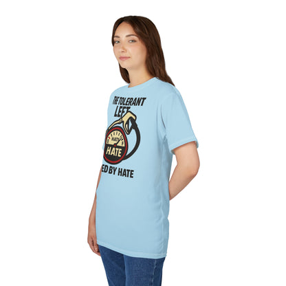 "The Tolerant Left", Unisex T-shirt (Pale Sky)