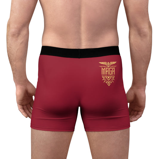 "MAGA Restoring the Republic" #02, Men's Boxer Briefs (Harvard Red)