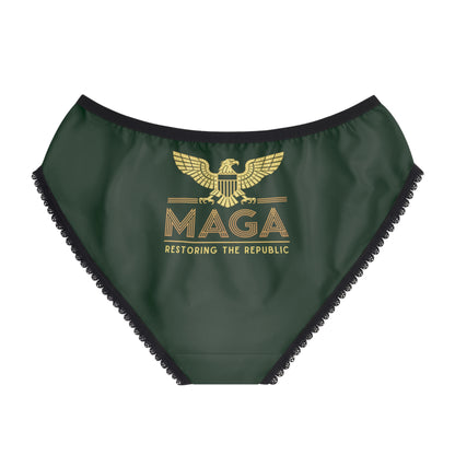 "MAGA - Restoring the Republic", Women's Briefs (Monsoon Green)