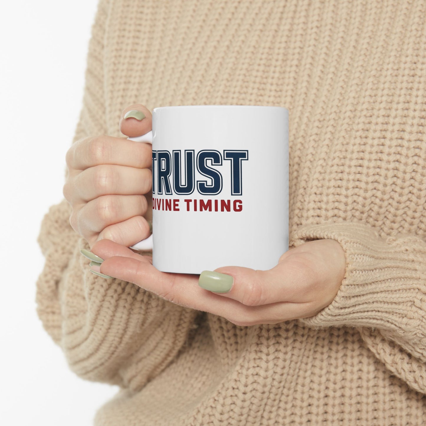 "Trust Divine Timing" #02, White Mug (11oz & 15oz)