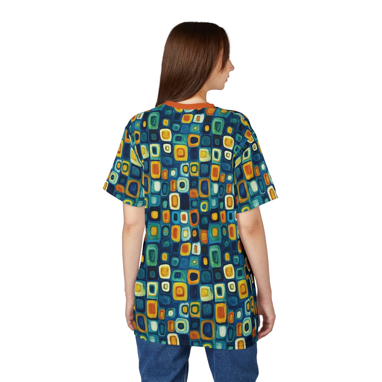 "Soul Mosaic", Unisex Tee (Metallic Orange Collar)