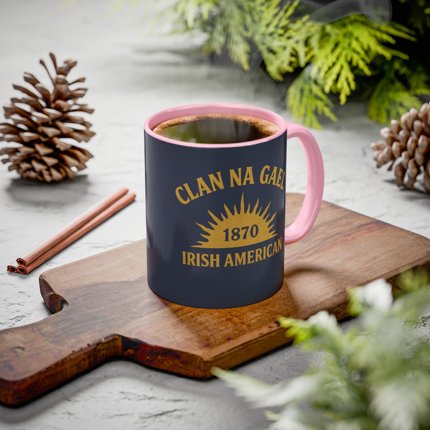 "Clan na Gael - Irish American", Colorful Mugs (11oz, 15oz) (Blue Burka Grey)