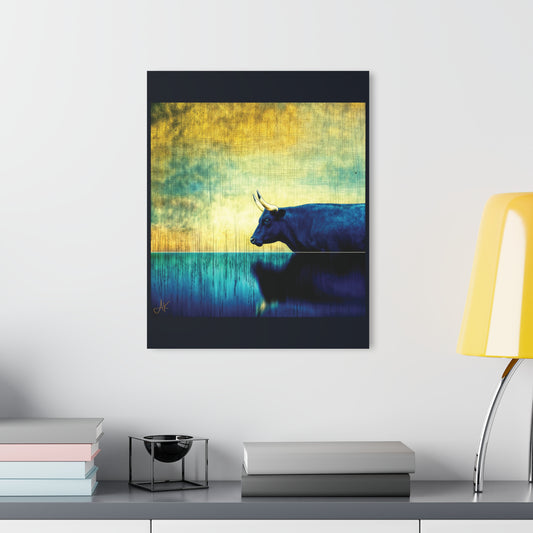 "Cattle Raid of Cooley", Fine Art Acrylic Wall Prints (French Cleat Hanging) (Blackstone Blue)