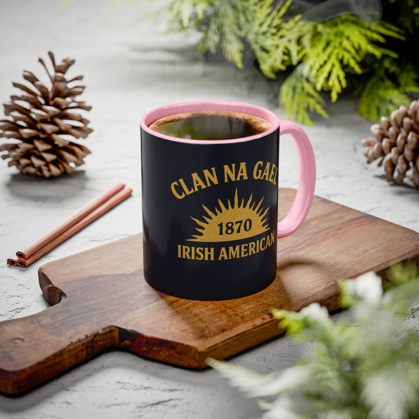 "Clan na Gael - Irish American", Colorful Mugs (11oz, 15oz) (Black Denim)