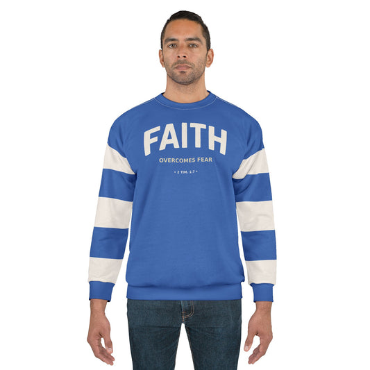 "Faith Overcomes Fear", Unisex Sweatshirt (Celtic Blue)