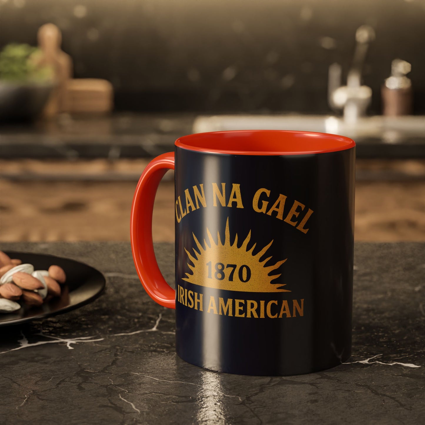 "Clan na Gael - Irish American", Colorful Mugs (11oz, 15oz) (Black Rock Blue)