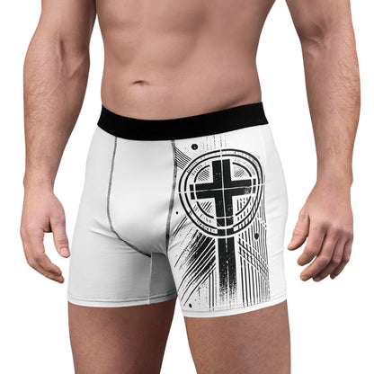 "Abstract High Cross", Men's Boxer Briefs (White)