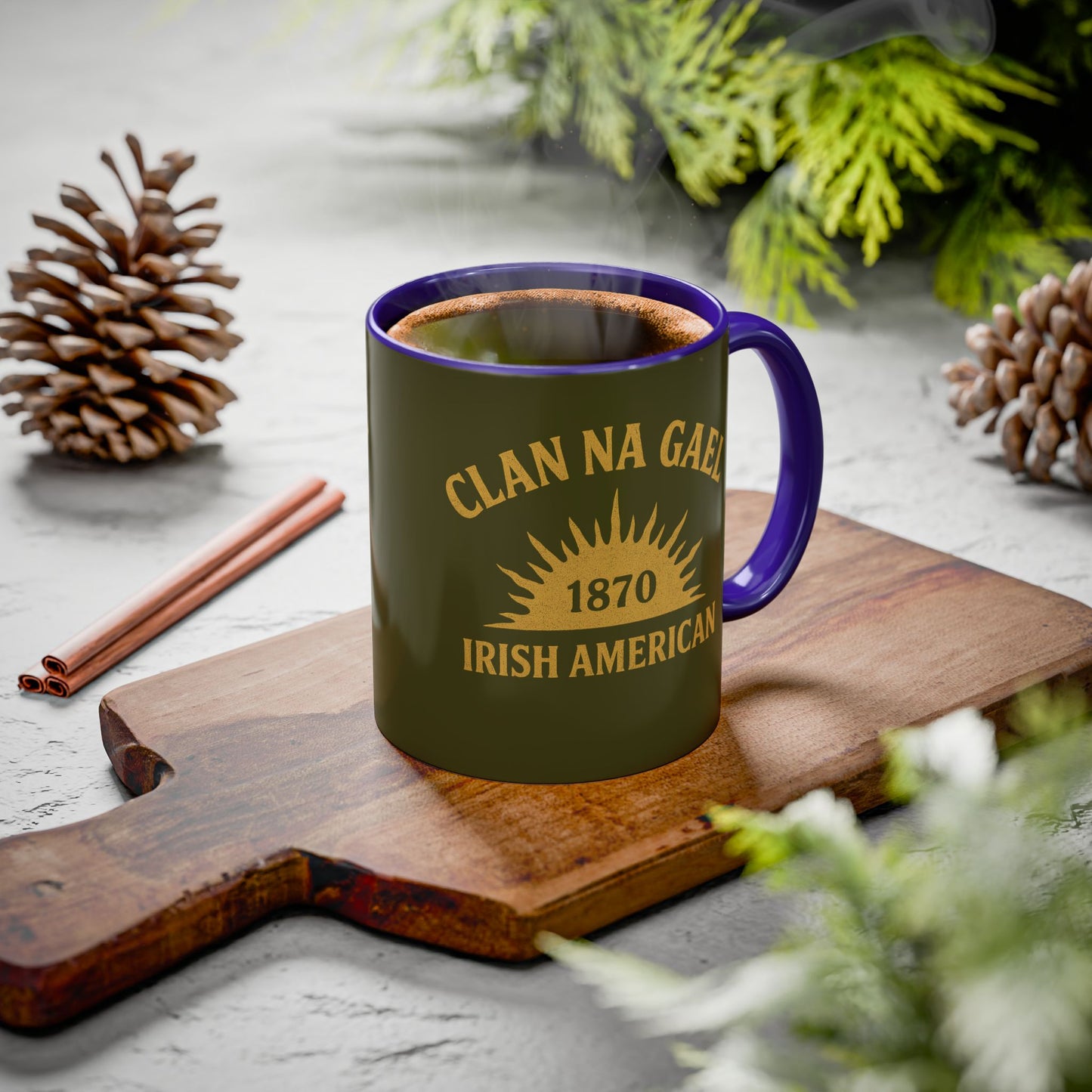 "Clan na Gael - Irish American", Colorful Mugs (11oz, 15oz) (Fianna Green)