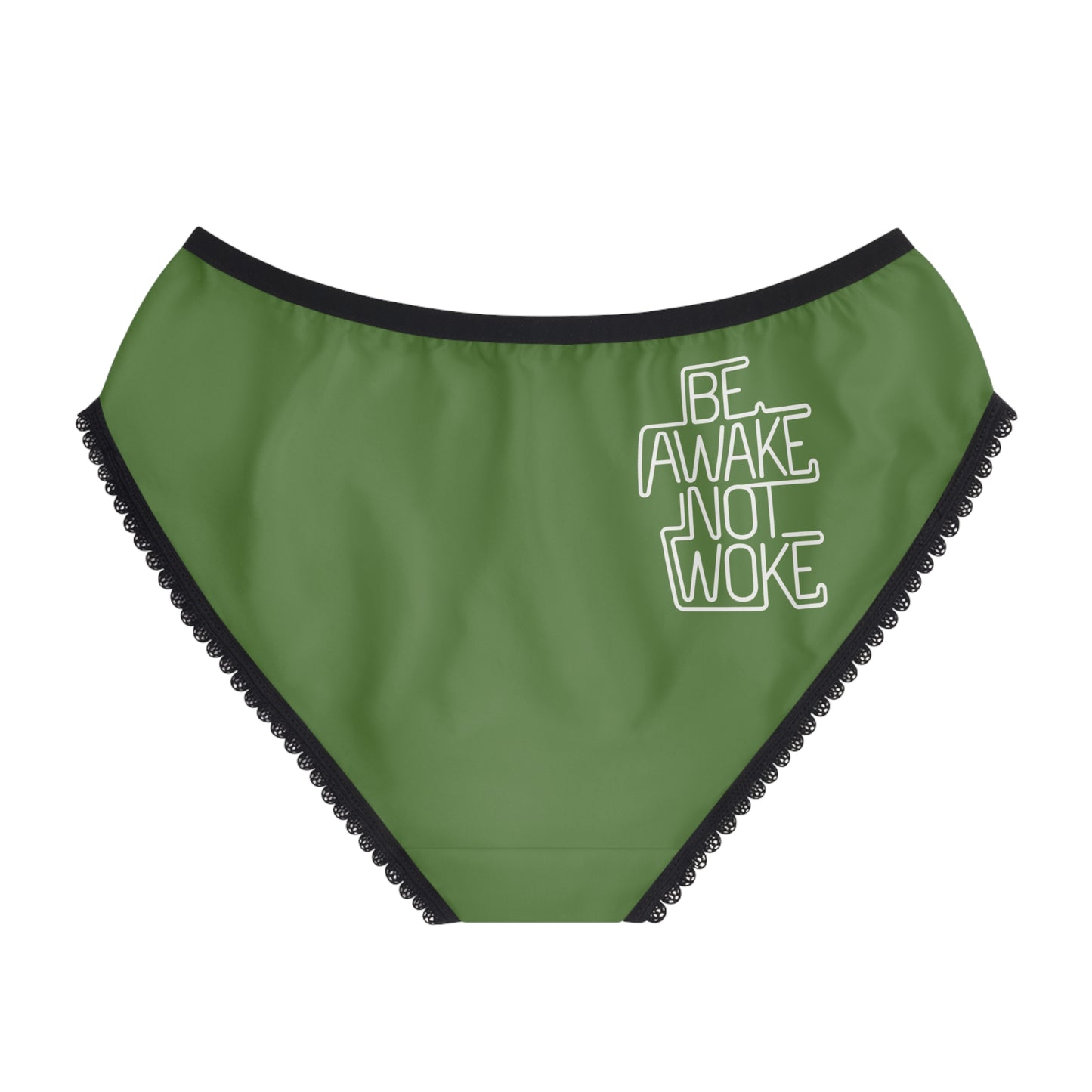 "Be Awake Not Woke" #1, Women's Briefs (Avocado Green)
