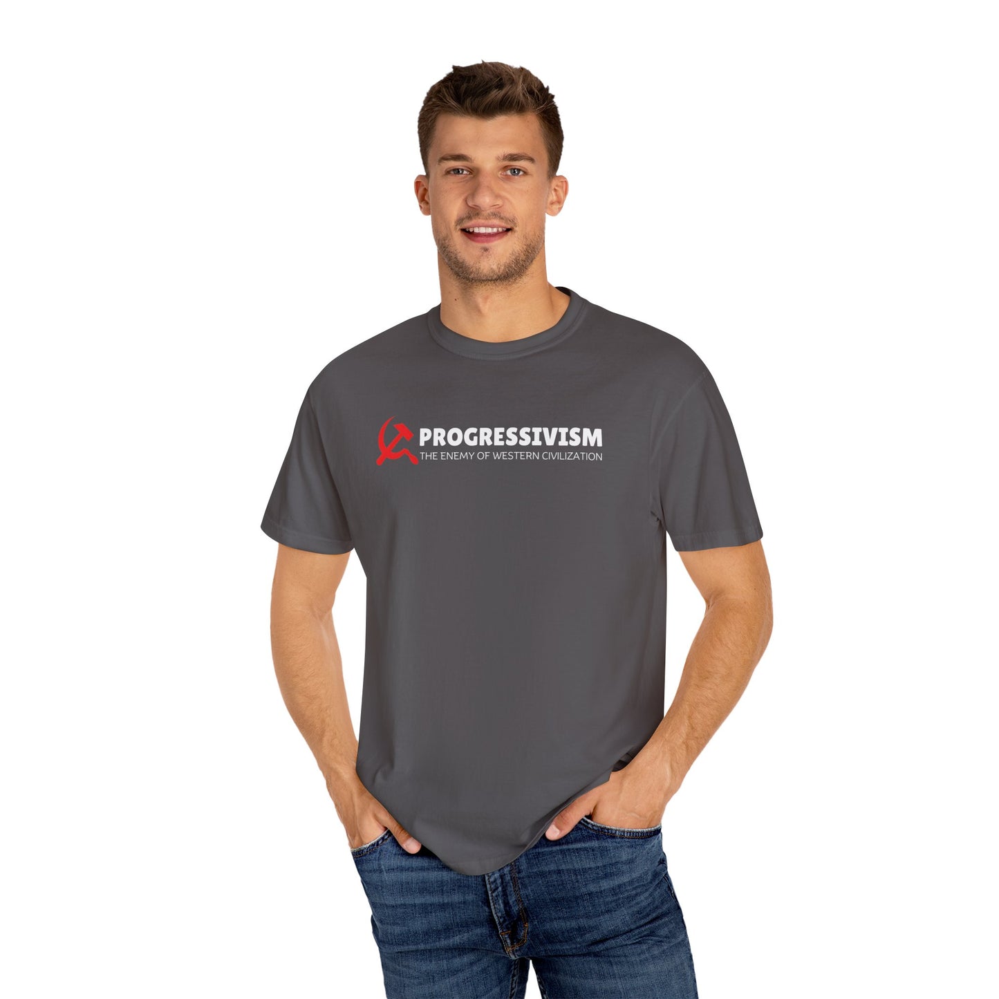 "Progressivism - Enemy of Western Civilization", Unisex T-shirt (Dark Colors)