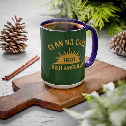"Clan na Gael - Irish American", Colorful Mugs (11oz, 15oz) (Brithemain Green)