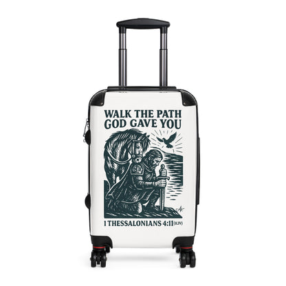 "1 Thessalonians 4:11 (KJV), Suitcases (Porcelain White)