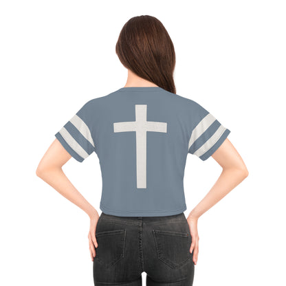 "Faith Overcomes Fear", Crop Tee (Atlantic Grey)