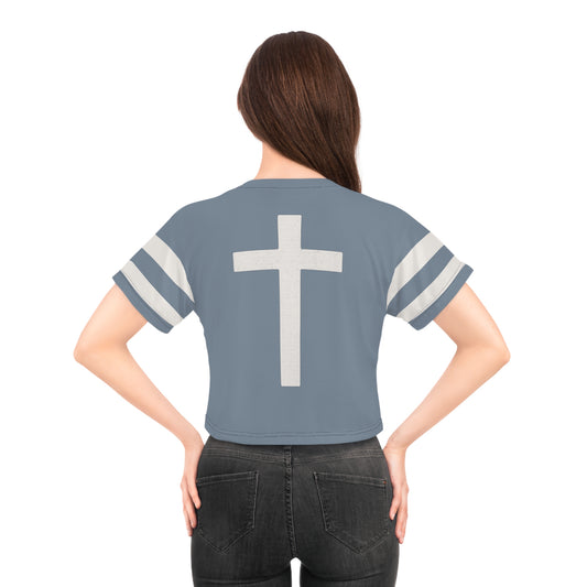 "Faith Overcomes Fear", Crop Tee (Atlantic Grey)