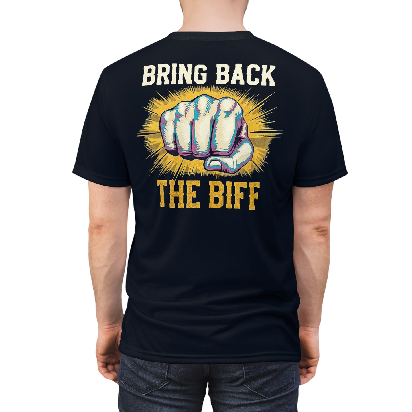 "Bring Back The Biff", Unisex T-shirt (Blackstone Blue)