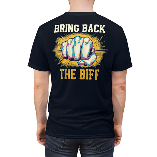 "Bring Back The Biff", Unisex T-shirt (Blackstone Blue)