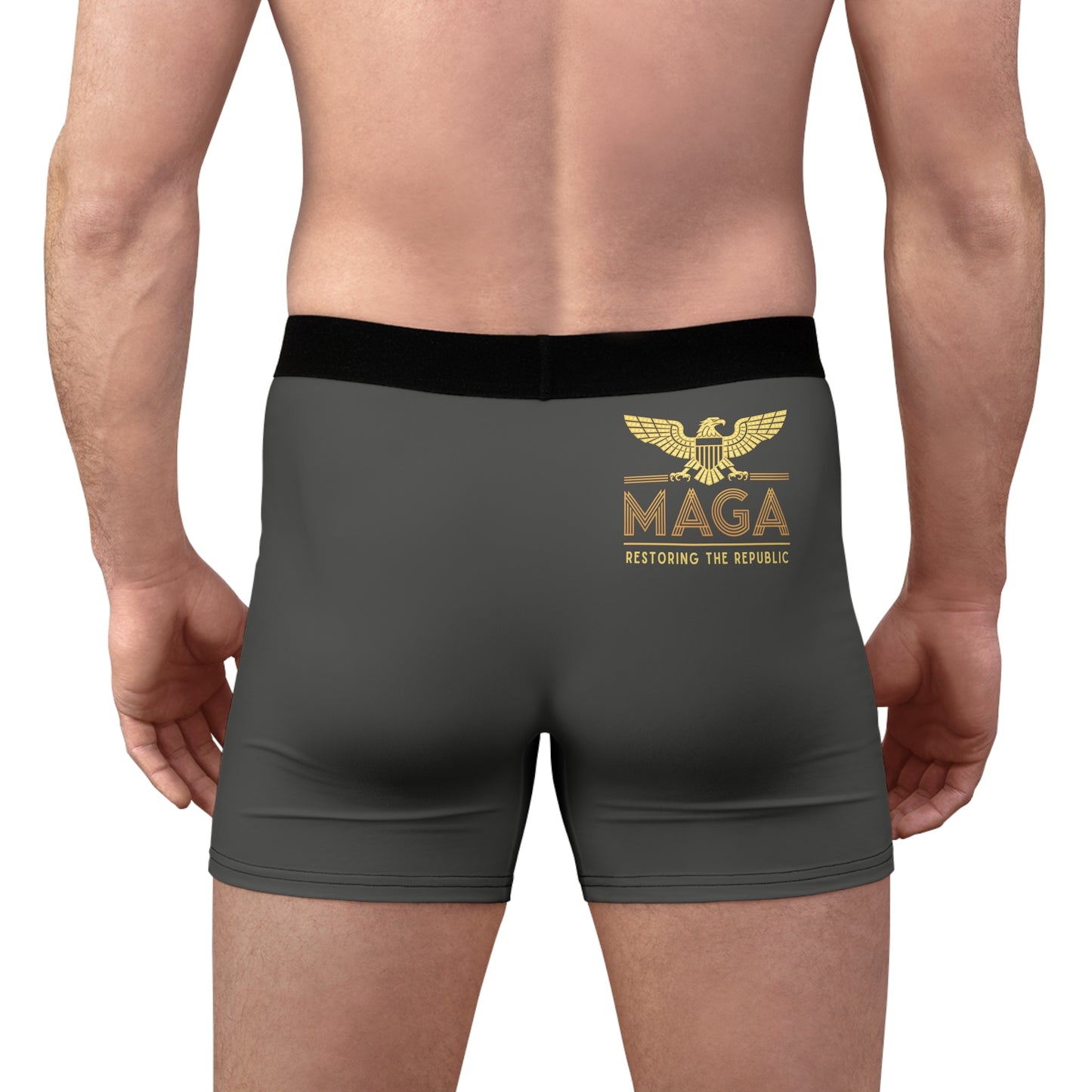"MAGA - Restoring the Republic", Men's Boxer Briefs (Panzer Grey)