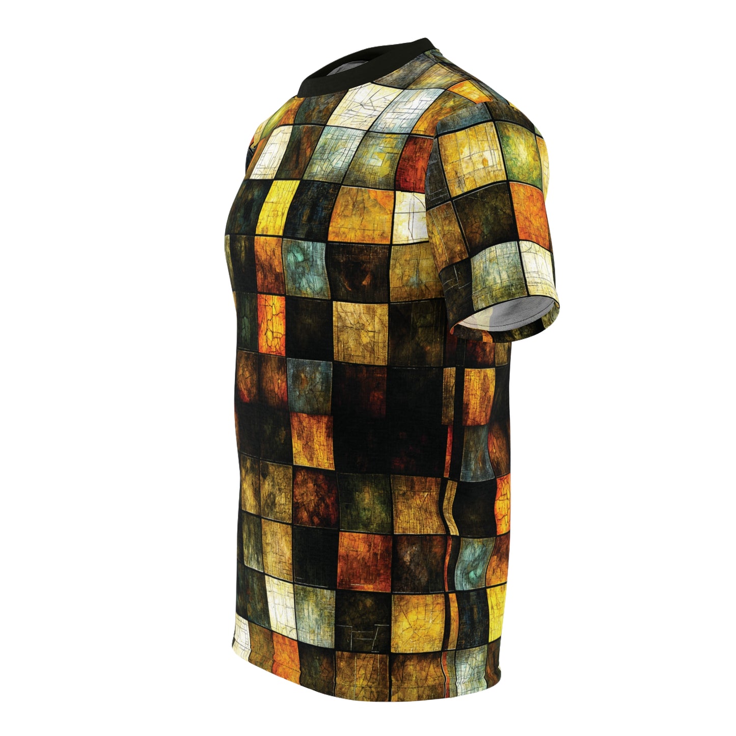 "Wood Block Pattern" #01, Fine Art Unisex T-Shirt (Mossblack Collar)