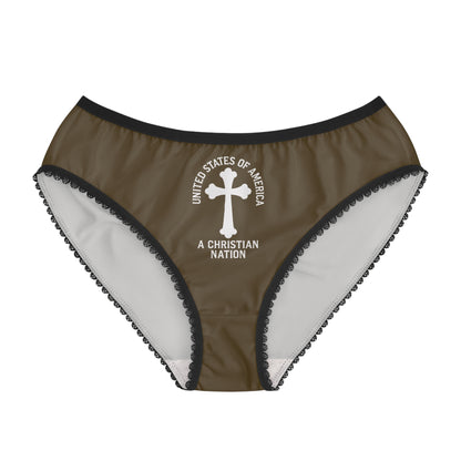 "USA - A Christian Nation" #04, Women's Briefs (Cattail Bronze)
