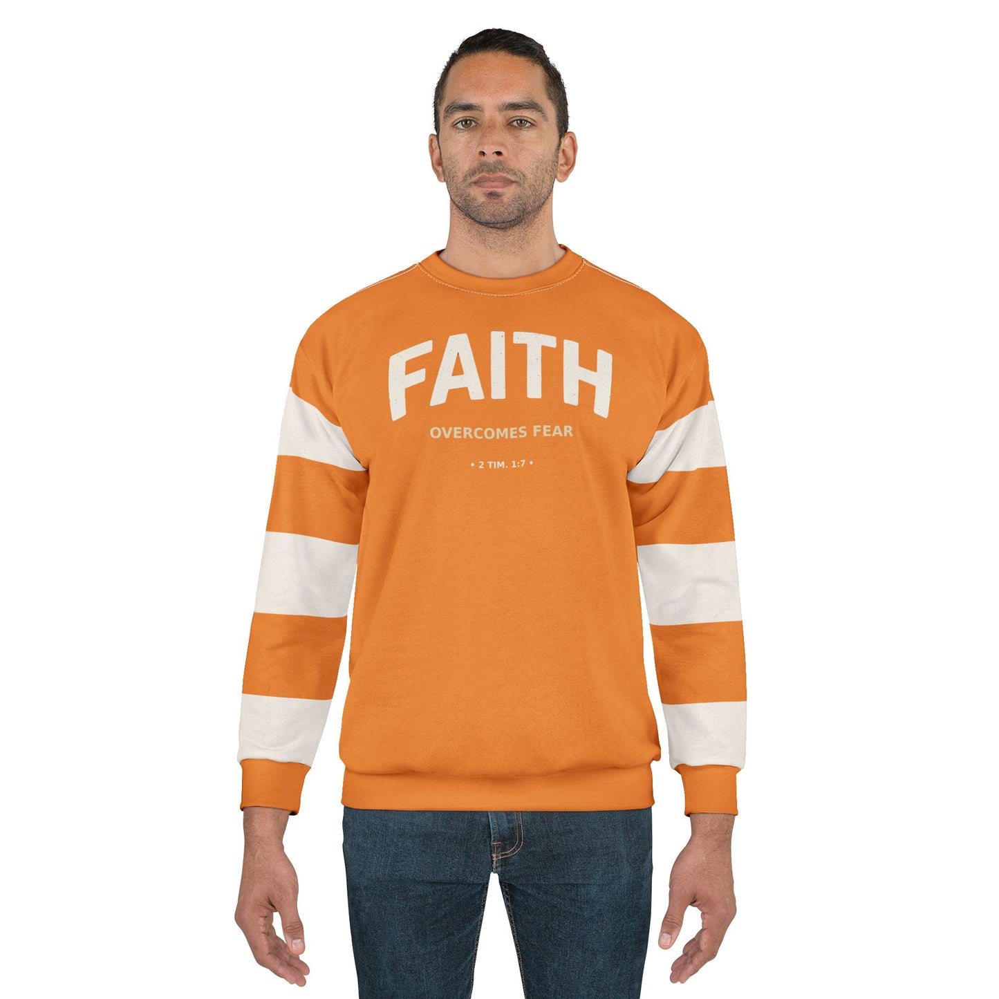 "Faith Overcomes Fear", Unisex Sweatshirt (Cadmium Orange)