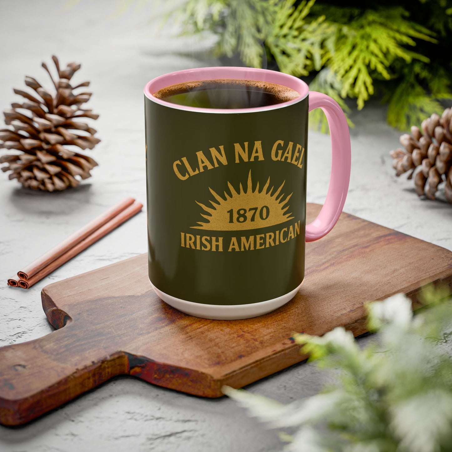 "Clan na Gael - Irish American", Colorful Mugs (11oz, 15oz) (Fianna Green)