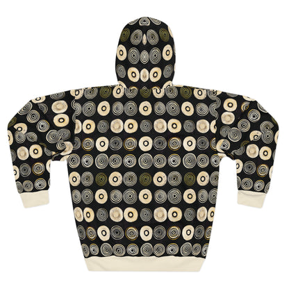 "Punk Polka", Unisex Wearable Art Pullover Hoodie (Iced Almond Cuffs)